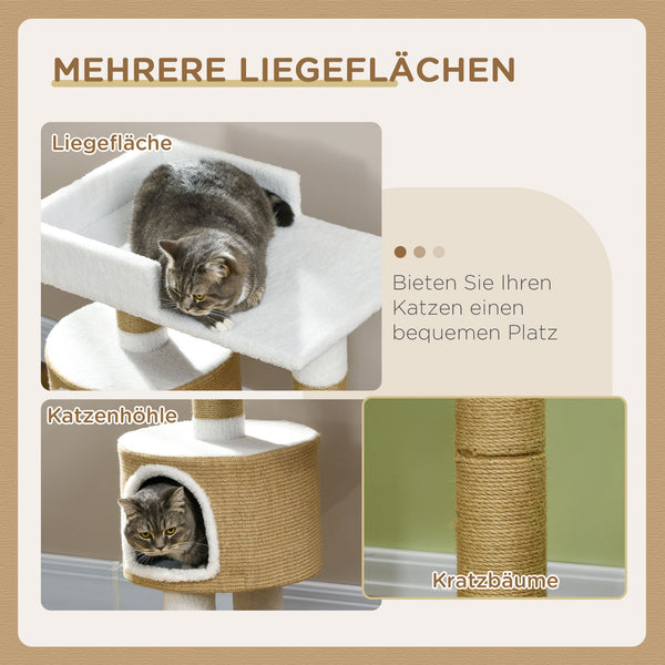 Kratzbaum Katzenhöhle & Liegefläche 79cm Braun-Weiss