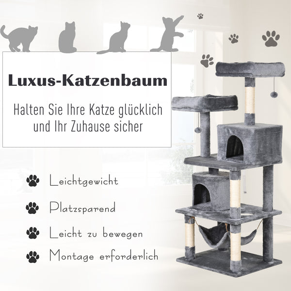 Kratzbaum mit Katzenhöhle & Sisalstämmen Kletterbaum 60x50x145cm