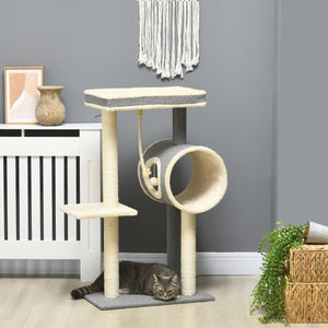 Kratzbaum Katzenhöhle & Spielball 104cm Grau