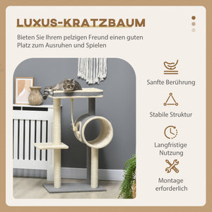 Kratzbaum Katzenhöhle & Spielball 104cm Grau