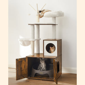 Kratzbaum Katzenbaum Katzentoilette integriert Holz Vintage Braun