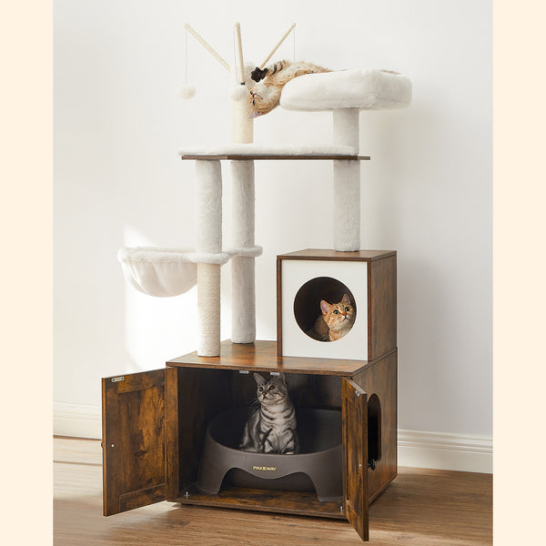 Kratzbaum Katzenbaum Katzentoilette integriert Holz Vintage Braun