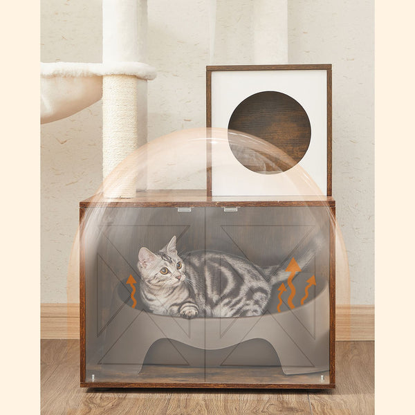 Kratzbaum Katzenbaum Katzentoilette integriert Holz Vintage Braun