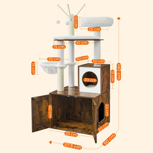 Kratzbaum Katzenbaum Katzentoilette integriert Holz Vintage Braun