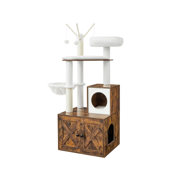 Kratzbaum Katzenbaum Katzentoilette integriert Holz Vintage Braun