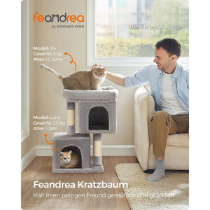Kratzbaum Katzenbaum Katzenwohnung kleine Katzen 67cm Plüsch Hellgrau