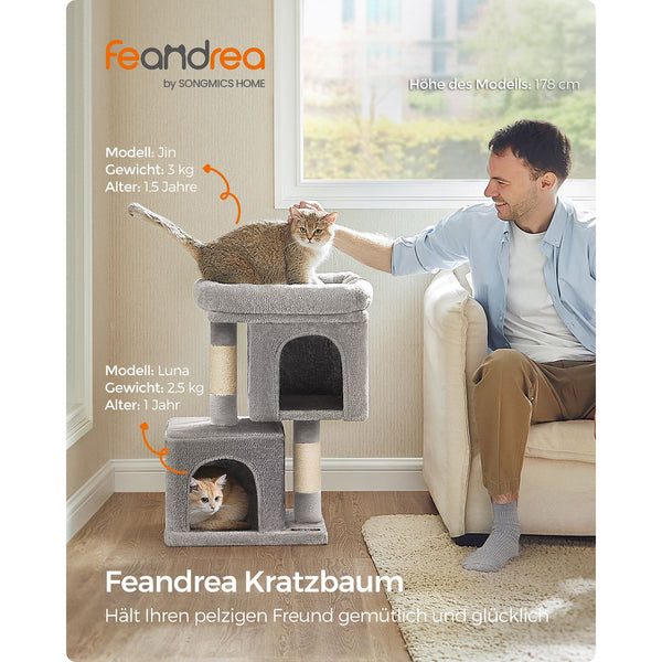 Kratzbaum Katzenbaum Katzenwohnung kleine Katzen 67cm Plüsch Hellgrau