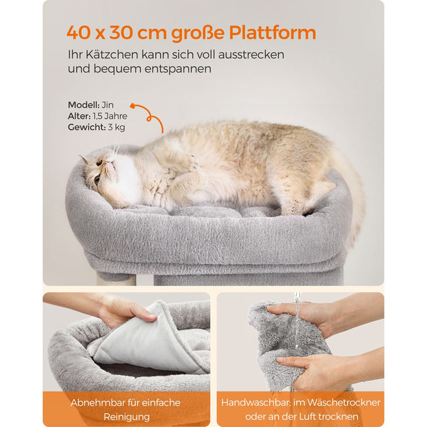 Kratzbaum Katzenbaum Katzenwohnung kleine Katzen 67cm Plüsch Hellgrau
