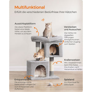 Kratzbaum Katzenbaum Katzenwohnung kleine Katzen 67cm Plüsch Hellgrau