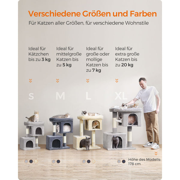 Kratzbaum Katzenbaum Katzenwohnung kleine Katzen 67cm Plüsch Hellgrau