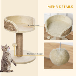Kratzbaum für kleine Katzen mit Spielball 49cm Cremeweiss
