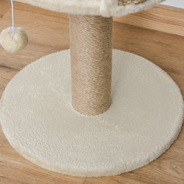 Kratzbaum für kleine Katzen mit Spielball 49cm Cremeweiss