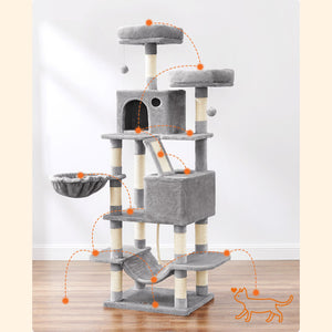 Kratzbaum Katzenbaum Spielturm Kletterturm 144cm Holz Weiss