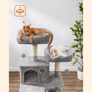 Kratzbaum Katzenbaum Spielturm Kletterturm 144cm Holz Weiss
