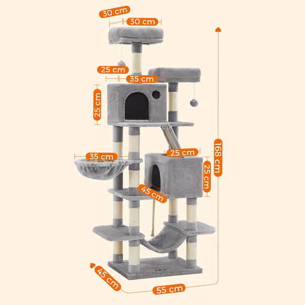 Kratzbaum Katzenbaum Spielturm Kletterturm 144cm Holz Weiss