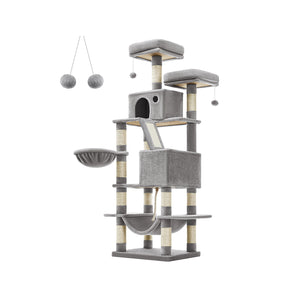 Kratzbaum Katzenbaum Spielturm Kletterturm 144cm Holz Weiss