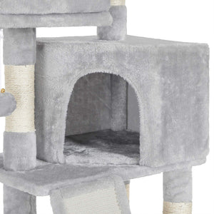 Kratzbaum Katzenbaum Katzenwohnung Kratzrampe 115cm Plüsch Hellgrau