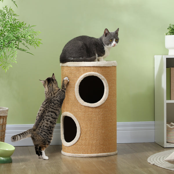 Kratzbaum für Katzen stabil mit Sisal und Plüsch viel Platz