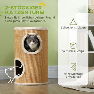Kratzbaum für Katzen stabil mit Sisal und Plüsch viel Platz