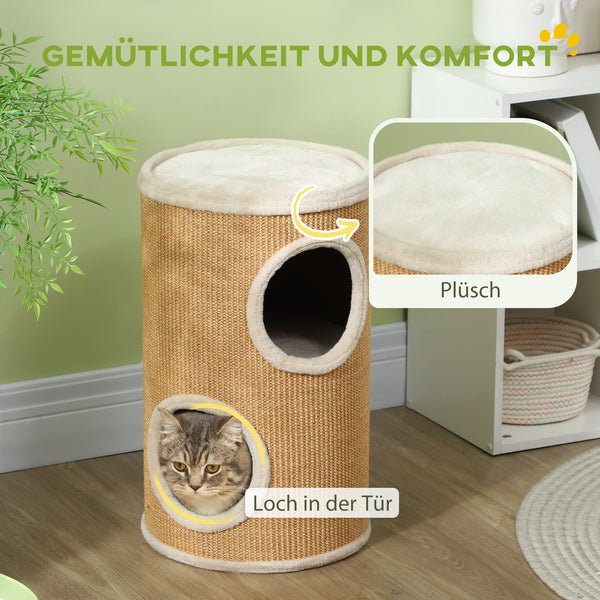 Kratzbaum für Katzen stabil mit Sisal und Plüsch viel Platz