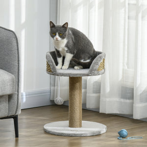 Kratzbaum mit Katzenbett und Spielball 49cm hoch grau