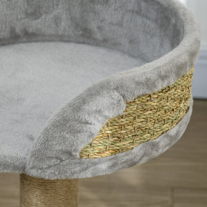 Kratzbaum mit Katzenbett und Spielball 49cm hoch grau