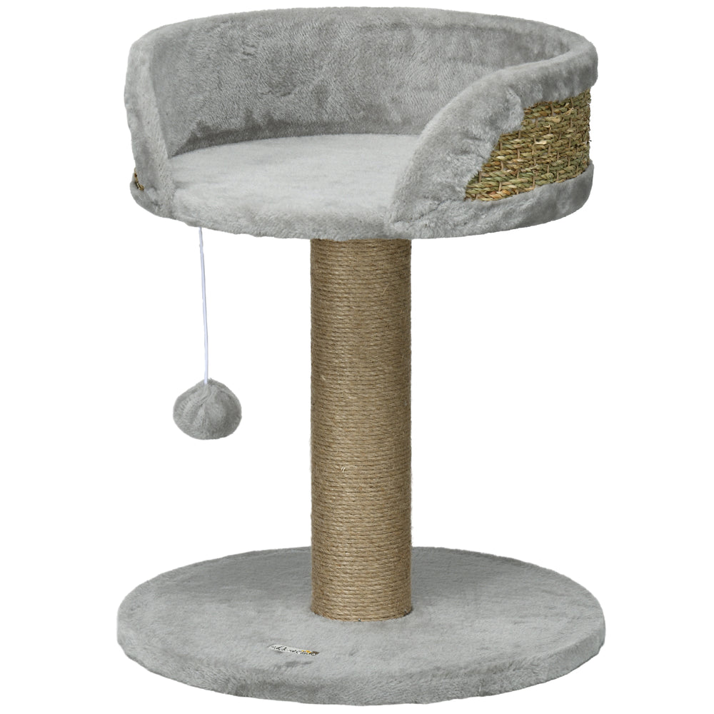 Kratzbaum mit Katzenbett und Spielball 49cm hoch grau