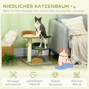 Kratzbaum mit Spielball leicht zu bewegen 52cm Beige