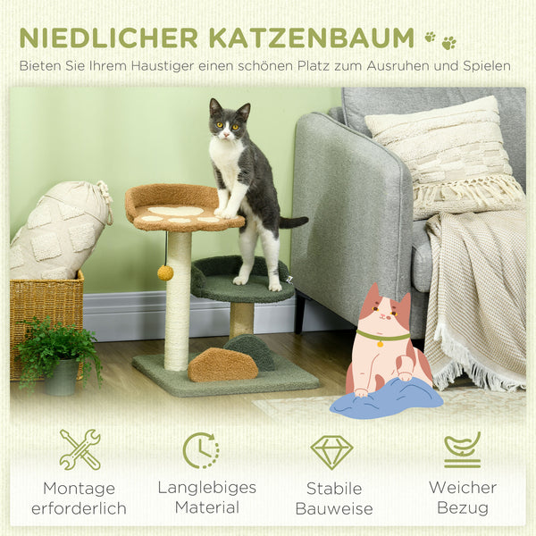 Kratzbaum mit Spielball leicht zu bewegen 52cm Beige