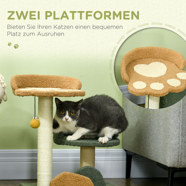 Kratzbaum mit Spielball leicht zu bewegen 52cm Beige