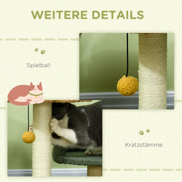 Kratzbaum mit Spielball leicht zu bewegen 52cm Beige