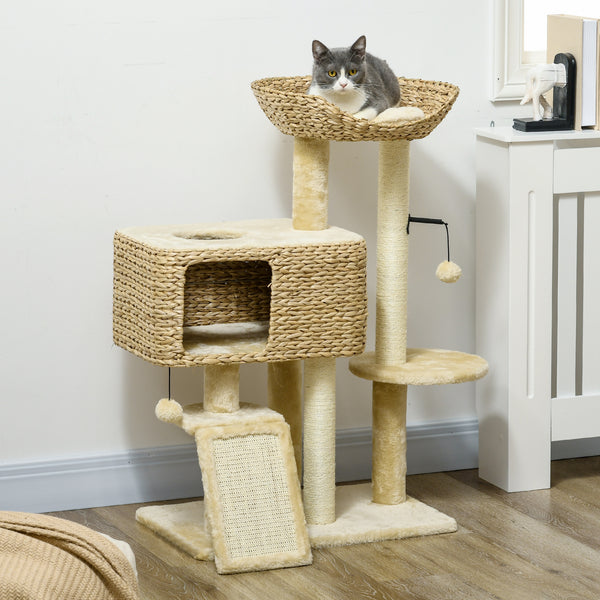 Kratzbaum mit Spielball Sisal 98cm Beige