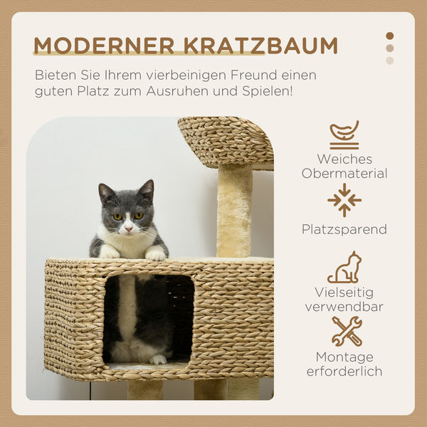Kratzbaum mit Spielball Sisal 98cm Beige