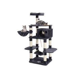 Kratzbaum Katzenbaum Spielturm stabil grosse Katzen 164cm Plüsch Rauchgrau