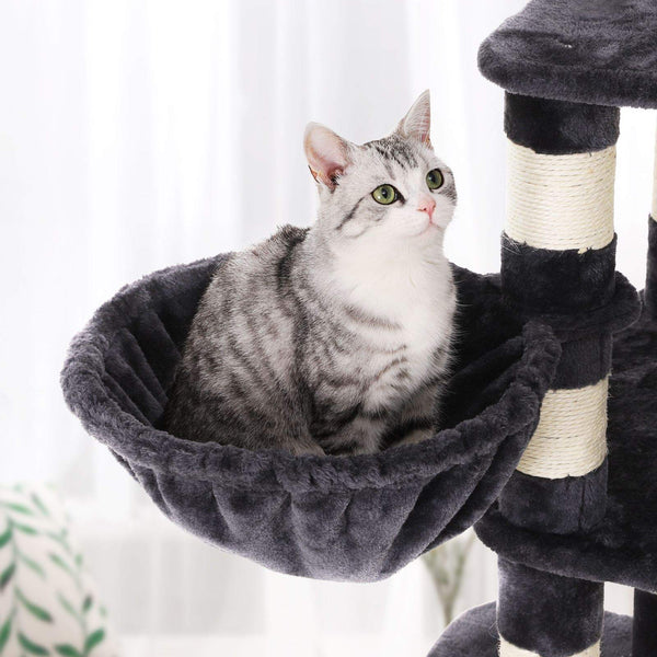 Kratzbaum Katzenbaum Spielturm stabil grosse Katzen 164cm Plüsch Rauchgrau