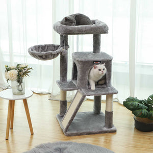 Kratzbaum Katzenbaum stabil grosse Katzen Holz Hellgrau