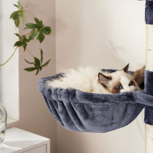 Kratzbaum Katzenbaum Katzenwohnung XXL mehrstufig 206cm Plüsch Rauchgrau