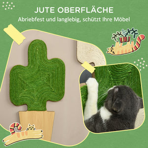 Kratzmatte Kakteen-Design Juteseil 2er-Set Weiss & Grün