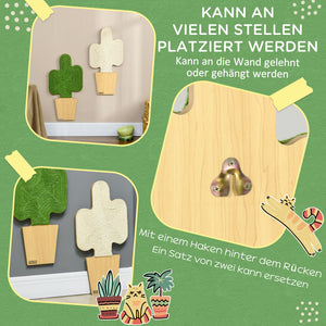 Kratzmatte Kakteen-Design Juteseil 2er-Set Weiss & Grün