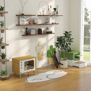 Kratzmatte Kakteen-Design Juteseil 2er-Set Weiss & Grün