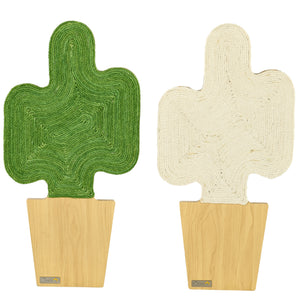 Kratzmatte Kakteen-Design Juteseil 2er-Set Weiss & Grün