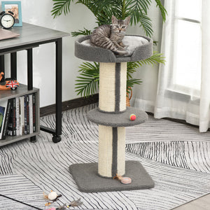 Kratzsäulen für Katzen stabil mit Plattform Grau