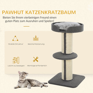 Kratzsäulen für Katzen stabil mit Plattform Grau