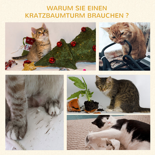 Kratzsäulen für Katzen stabil mit Plattform Grau