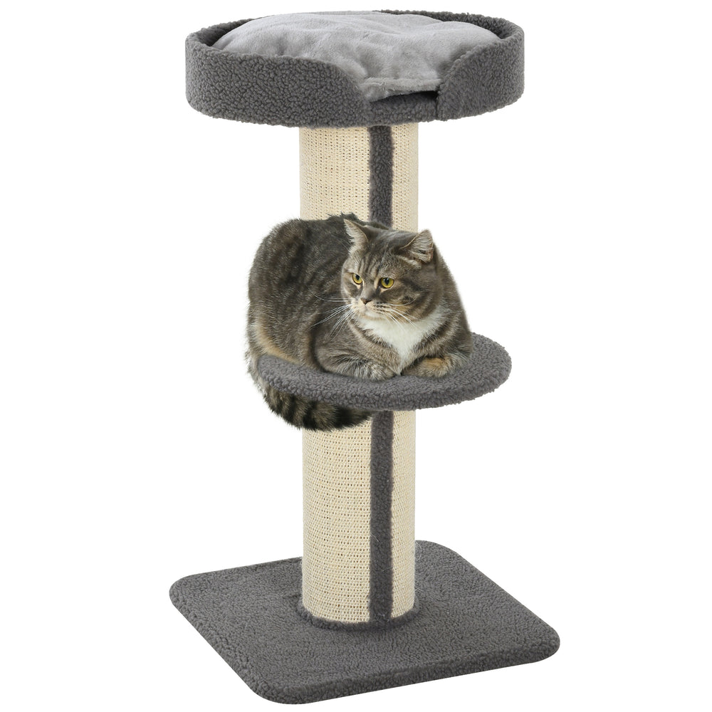 Tiragraffi per gatti stabili con piattaforma, grigio