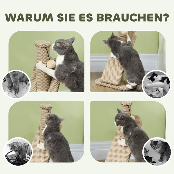 Kratzstamm Sisal mit Spielball 54cm Cremeweiss