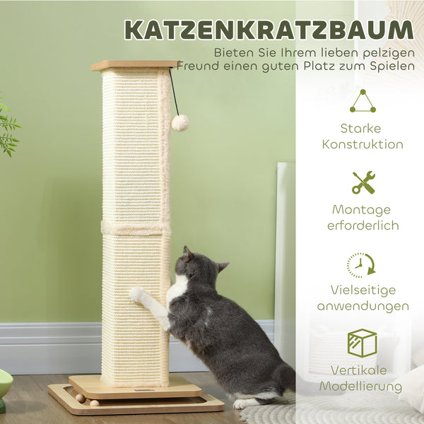 Kratzstamm Sisal Spielball 3-in-1 87cm Eiche