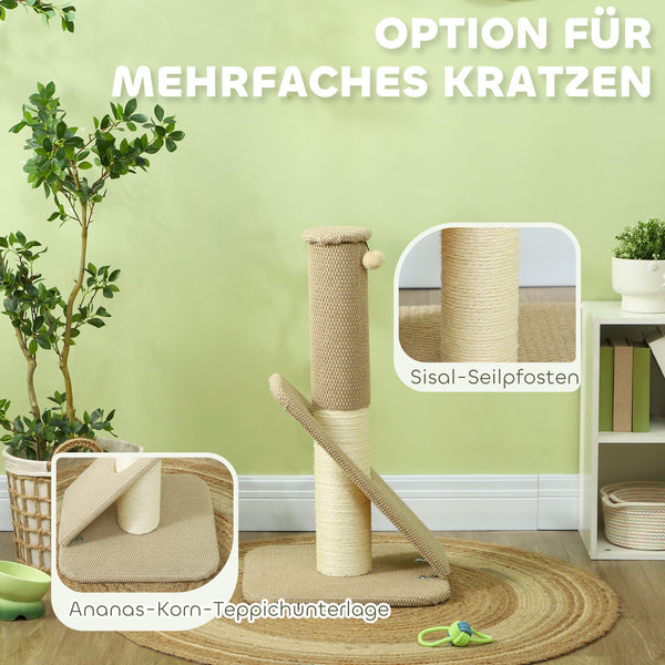 Kratzstamm Sisal mit Spielball Indoor 84cm Cremeweiss
