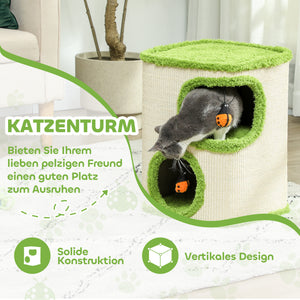 Kratztonne mit 2 Höhlen & Marienkäfer-Spielzeug 52cm Grün-Cremeweiss