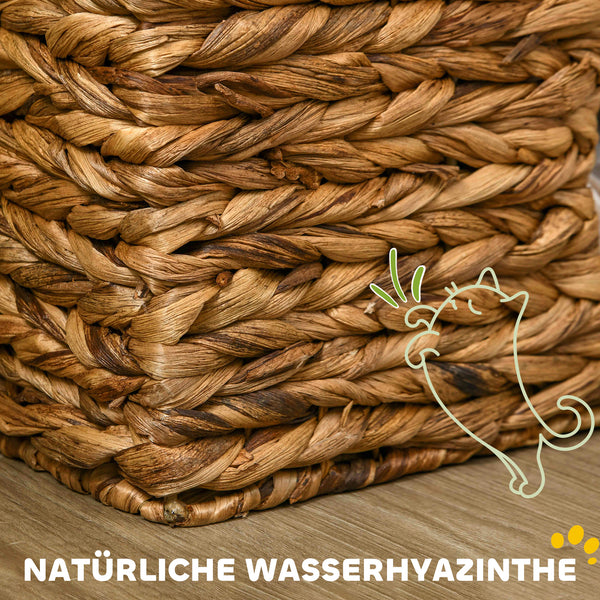Kratztonne 3 Höhlen Wasserhyazinthe 76cm Hellbraun